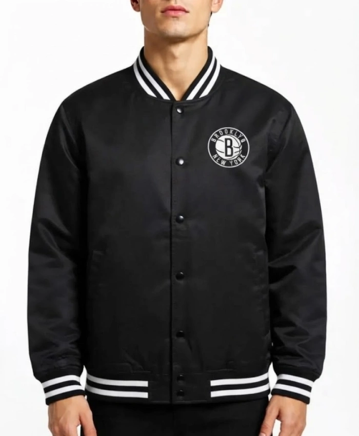 Shop Now Brooklyn Nets Team Script Black Jacket