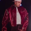 Shop Now Chris Brown R and B Tour Burgundy Leather Jacket