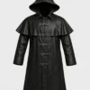 Steampunk Fisherman Halloween Gothic Leather Cosplay Costume Black Trench Coat 