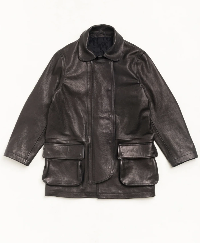 Stussy × Our Legacy Blaack Leather Fireman Jacket