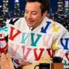 Tonight Show Jimmy Fallon Season 12 Immortal White Leather Varsity Jacket