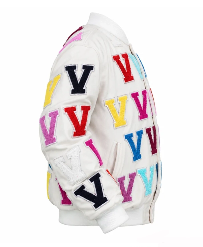 Tonight Show Jimmy Fallon Season 12 Immortal White Leather Varsity Jacket Sale
