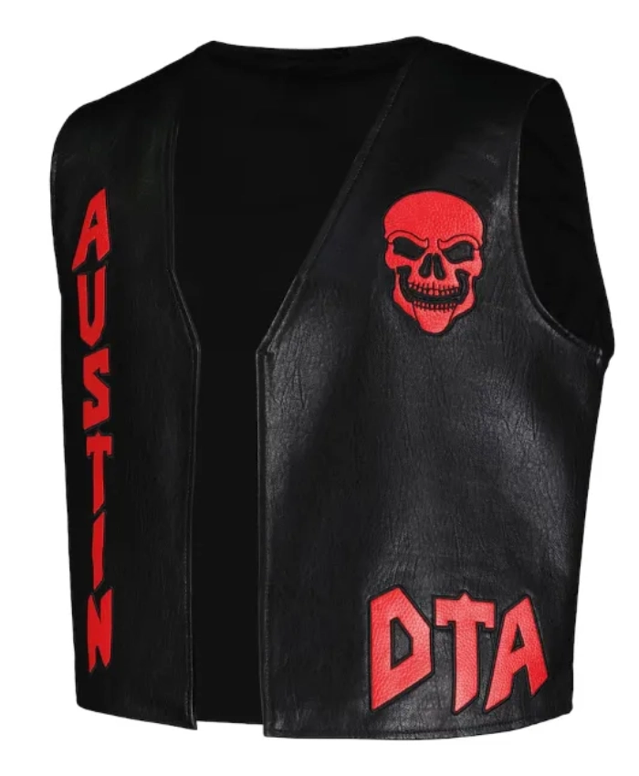 WWE Steve Austin Dont Trust Anybody Stone Cold Black Leather Vest