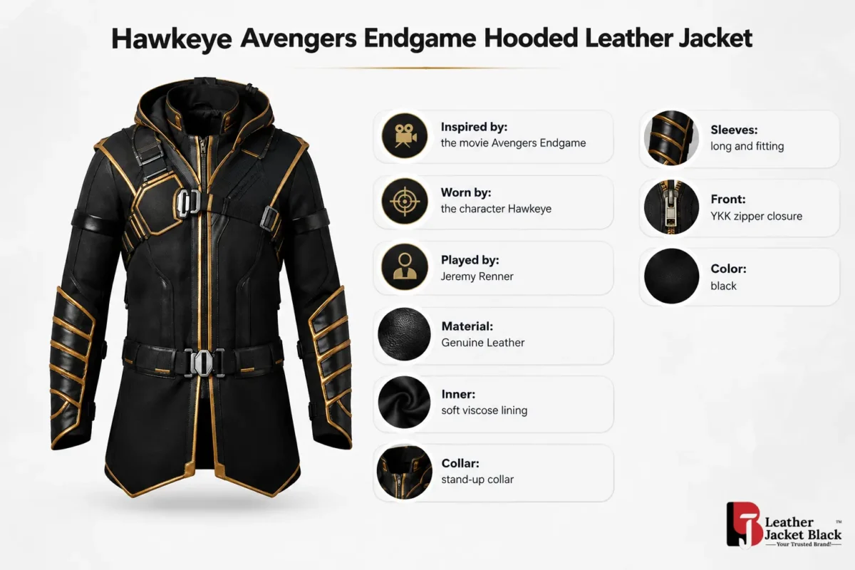 Hawkeye Avengers Endgame Hooded leather Jacket