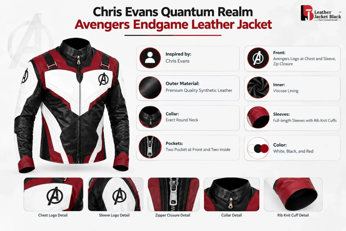 Chris Evans Quantum Realm Avengers Endgame Leather Jacket