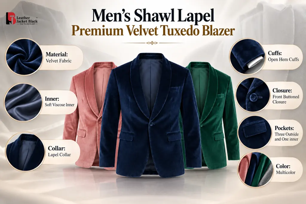 Men's Shawl Lapel Premium Velvet Tuxedo Blazer